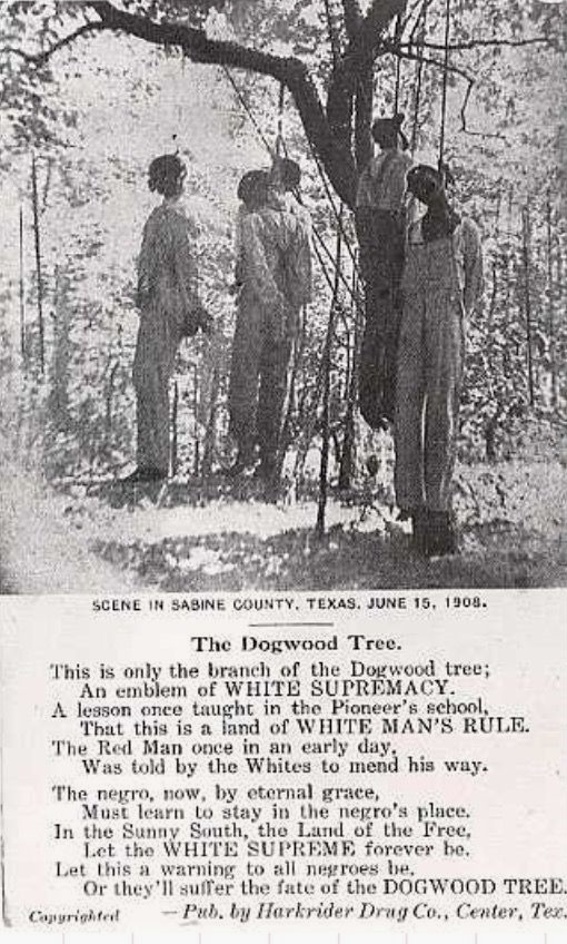 Lynchings were commemorated with Lynching postcards